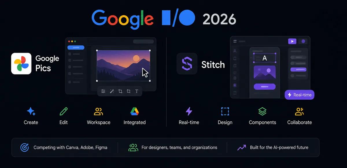 Google I/O 2026: Google Pics ו-Stitch במרכז המאבק על שוק עיצוב ה-AI